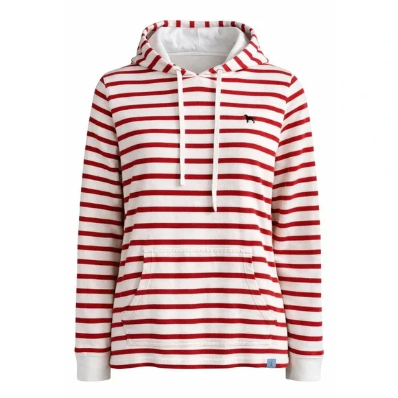 The Black Dog Red White Stripe Hoodie Pullover Cotton Nautical Casual Unise - Picture 1 of 12